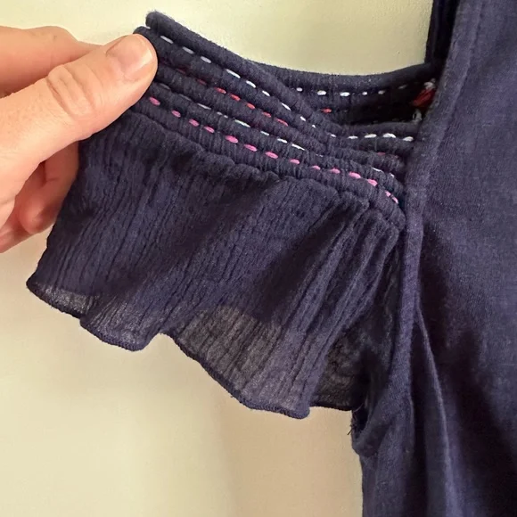 Anthropologie Akemi & Kin Salma Navy Blue Cold Shoulder Top - Picture 4 of 7